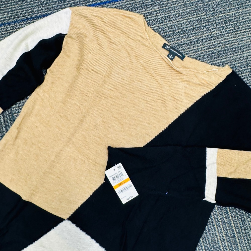 INC International Concepts Colorblock Shirtail‎ Sweater Top Women Small